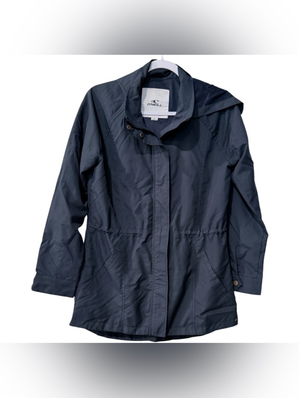 O'Neill women's Small long sleeve
navy blue zip up lightweight rain jacket
